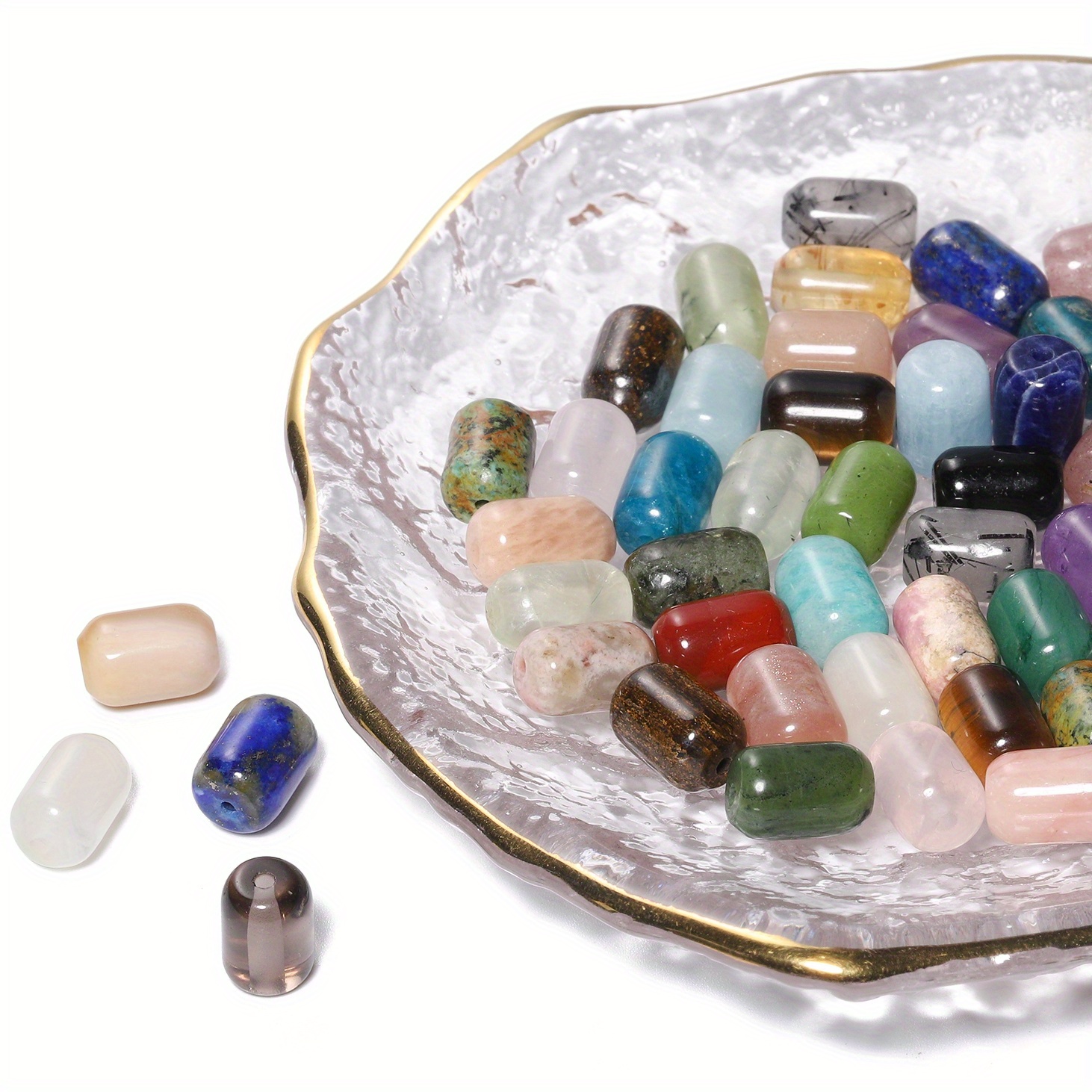 10pcs Small Bucket Shaped Stone Beads for DIY Crafting